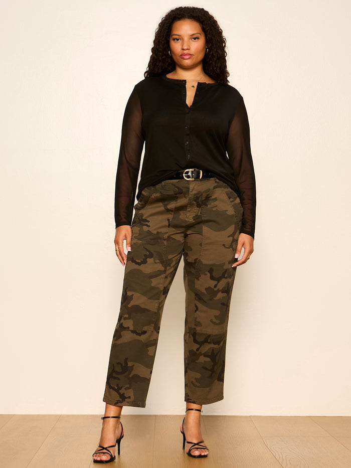 Mesh Long Sleeve Cardigan Black Extended Sizing