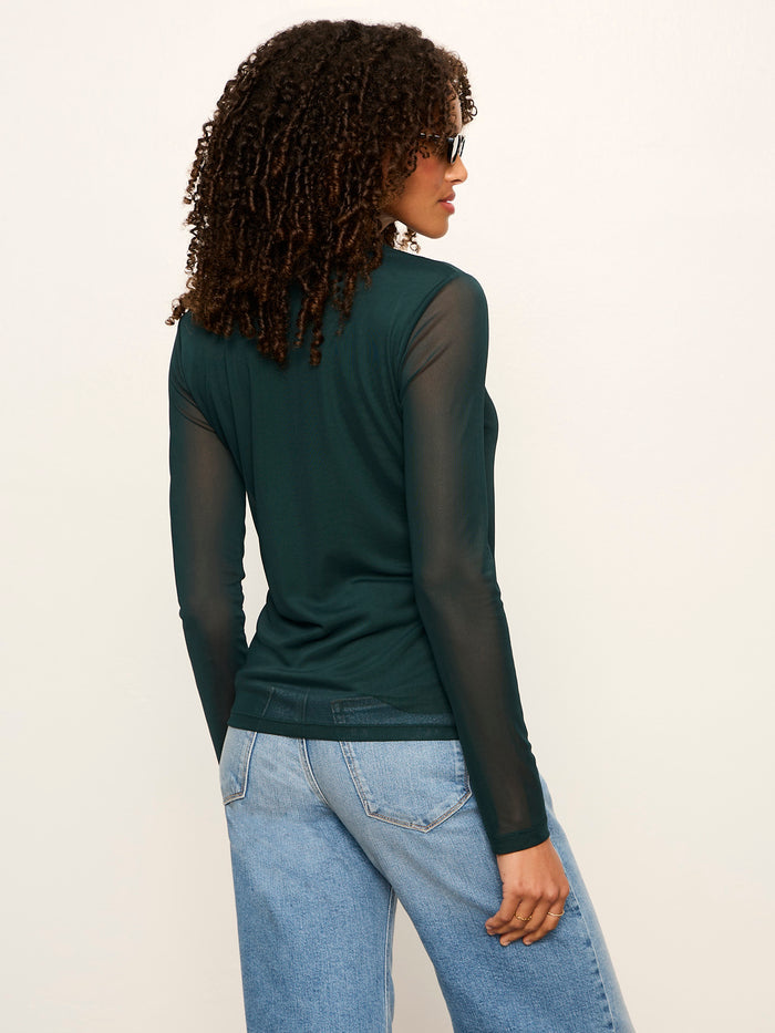 Mesh Long Sleeve Cardigan Forest