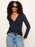 Mesh Long Sleeve Cardigan Navy Blazer