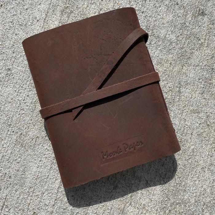 Monk Paper Buffalo Leather Dark Brown Medium Lokta Journal - Pen Boutique Ltd