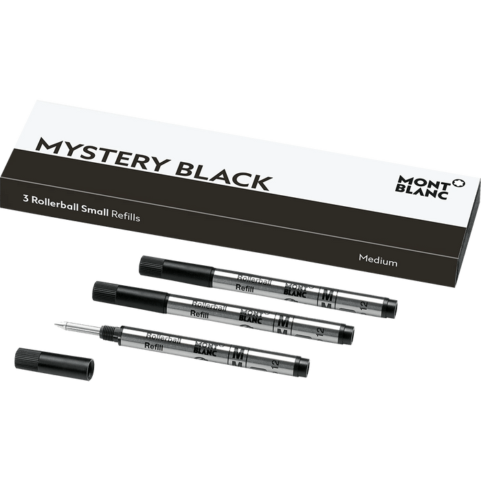 Montblanc Small Rollerball Refill - Mystery Black - Medium (3 Per Pack) - Pen Boutique Ltd