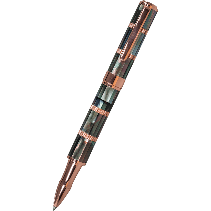 Monteverde Regatta Rollerball Pen - Limited Edition - Black Mother of Pearl - Rose Gold Trim - Pen Boutique Ltd