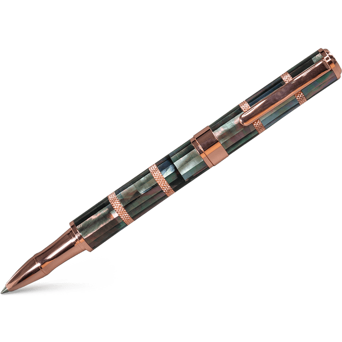 Monteverde Regatta Rollerball Pen - Limited Edition - Black Mother of Pearl - Rose Gold Trim - Pen Boutique Ltd
