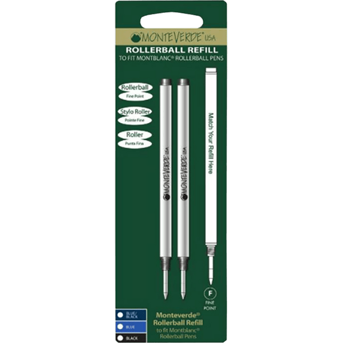 Monteverde Rollerball Refill to fit Montblanc pen - Black Medium 2/pack - Pen Boutique Ltd