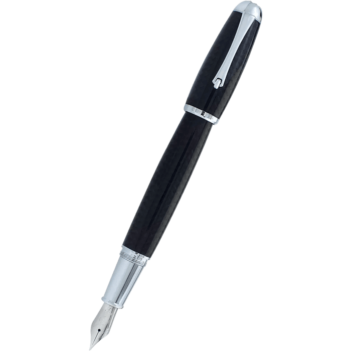 Monteverde Super Mega Fountain Pen - Carbon Fiber - Chrome - Pen Boutique Ltd