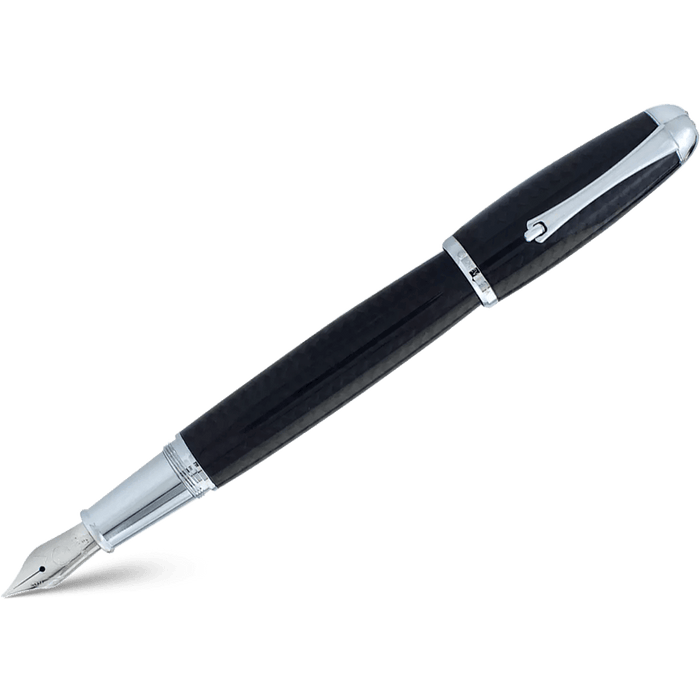 Monteverde Super Mega Fountain Pen - Carbon Fiber - Chrome - Pen Boutique Ltd