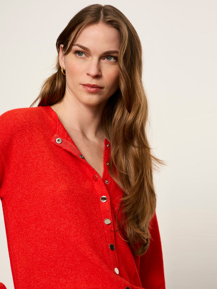 Must Have Snap Cardigan Red Hot