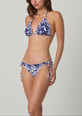 Navy and Ivory Mini Ruffle String Bottom