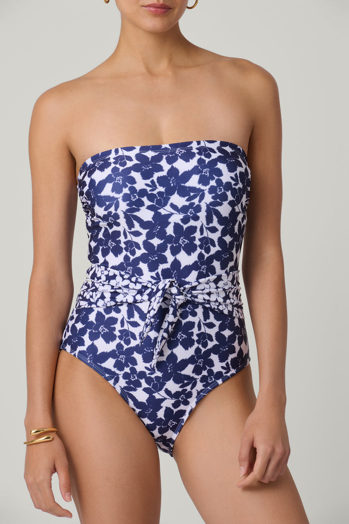 Navy and Ivory Tie Belt One Piece
