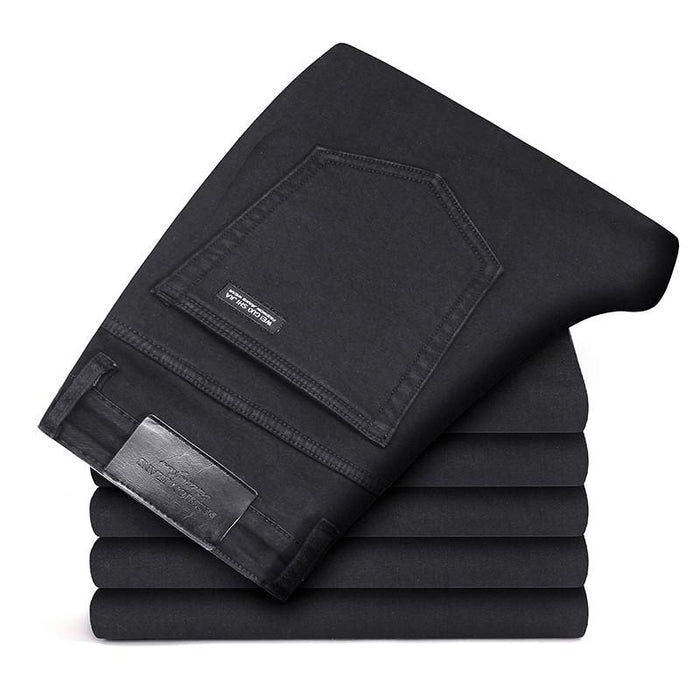 New Men's Fashion  Business Casual Stretch Slim Jeans Classic Trousers Denim Pants Male Black Blue