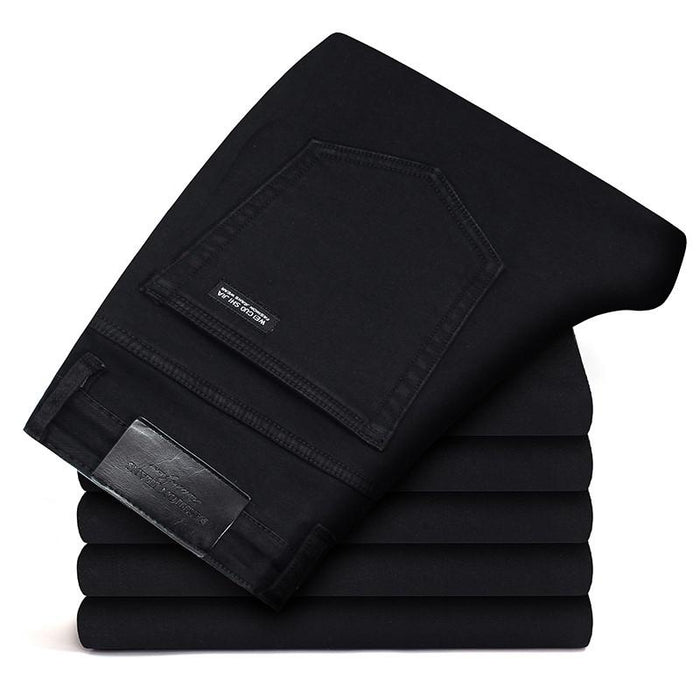 New Men's Fashion  Business Casual Stretch Slim Jeans Classic Trousers Denim Pants Male Black Blue