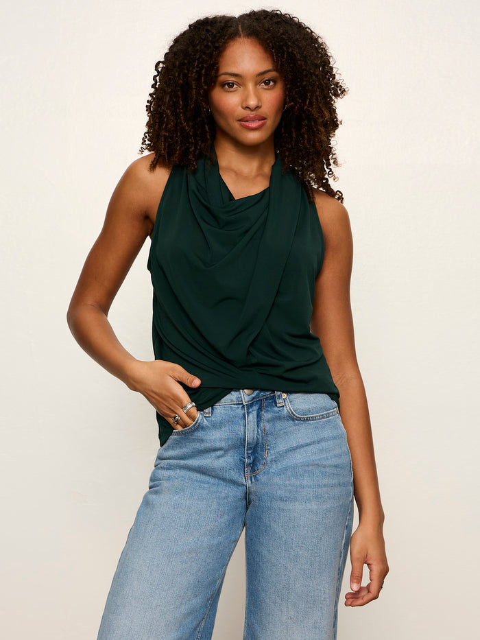 Nora Draped Tank Forest