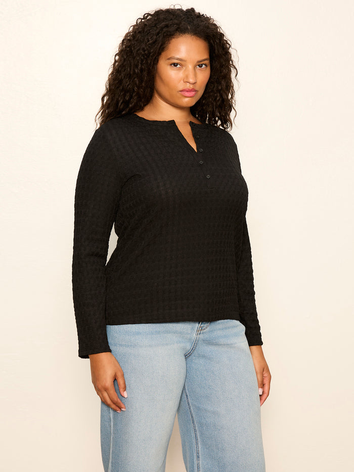 Not So Basic Textured Top Black Extended Sizing
