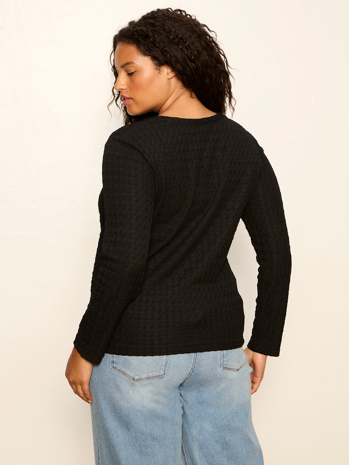 Not So Basic Textured Top Black Extended Sizing