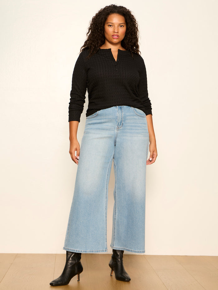 Not So Basic Textured Top Black Extended Sizing