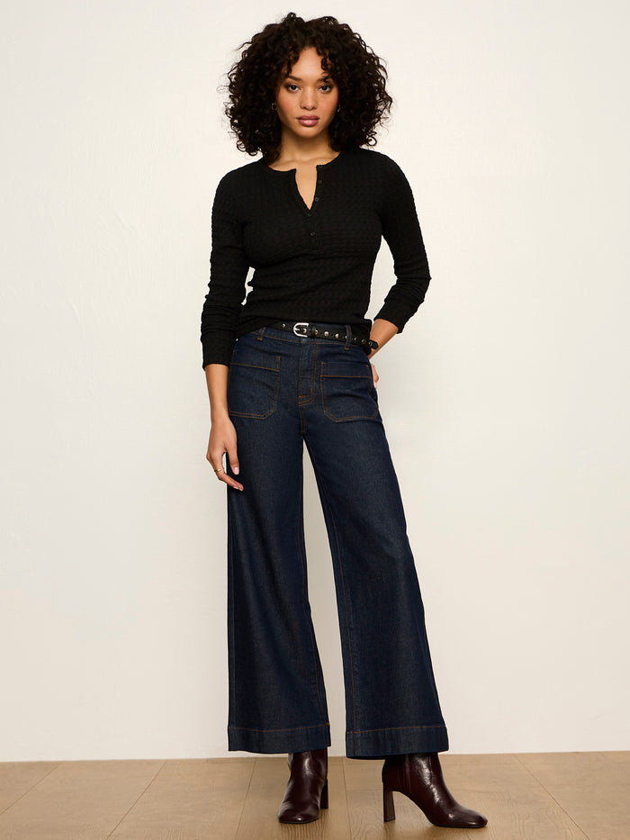 Not So Basic Textured Top Black Petite Sizing