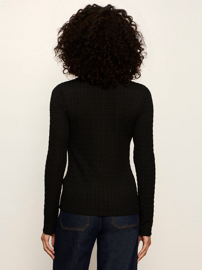 Not So Basic Textured Top Black
