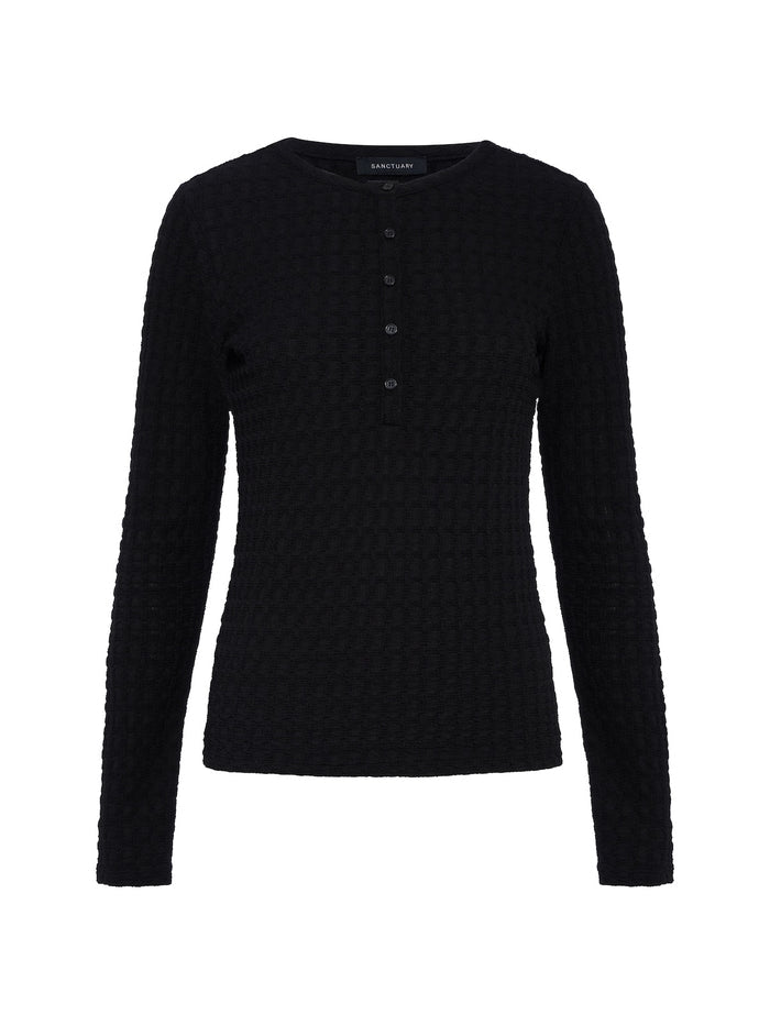 Not So Basic Textured Top Black