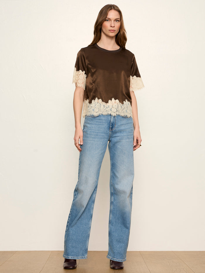 One Of A Kind Satin Lace Top Espresso Martini