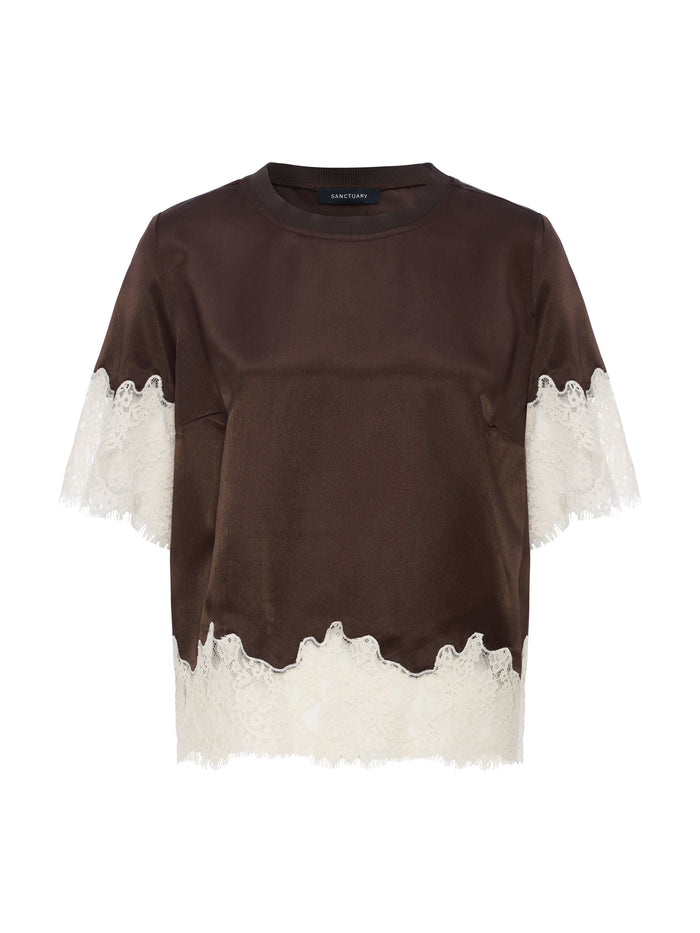 One Of A Kind Satin Lace Top Espresso Martini