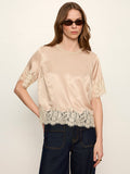 One Of A Kind Satin Lace Top Hazelnut