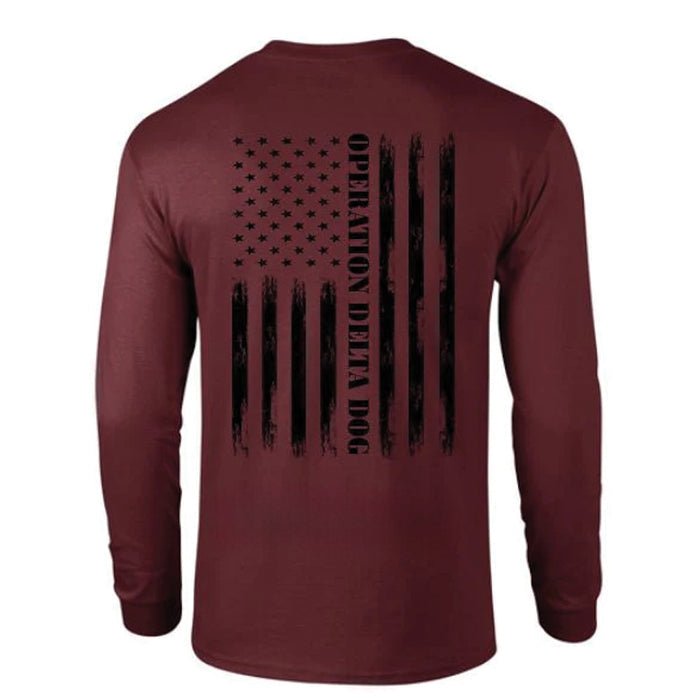 Operation Delta Dog Distressed Flag Long Sleeve T-Shirt