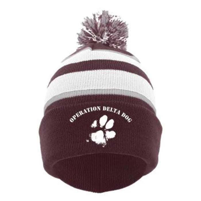 Operation Delta Dog OPDD Knit Fold Over Pom Pom Beanie 641K