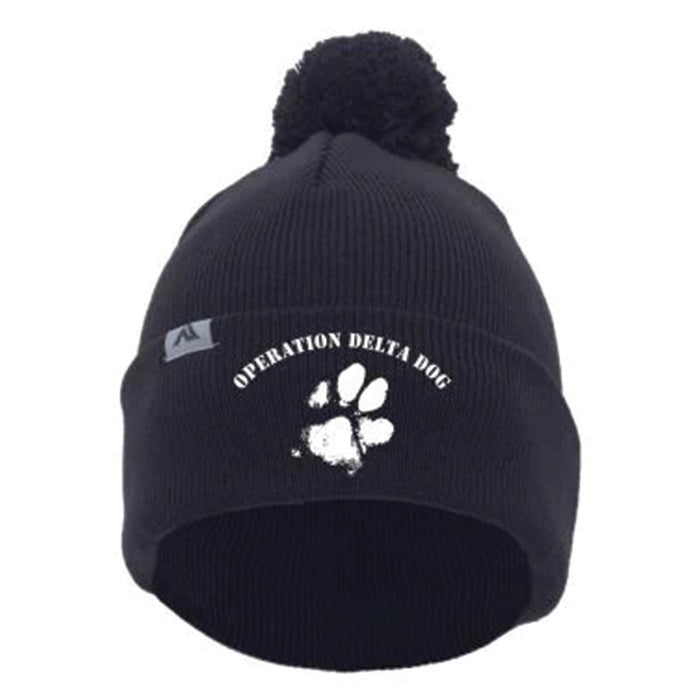 Operation Delta Dog OPDD Knit Fold Over Pom Pom Beanie 641K