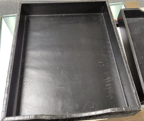 (Outlet) Bosca Letter Tray without Lid in Black Basket Weave - Pen Boutique Ltd