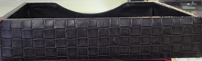 (Outlet) Bosca Letter Tray without Lid in Black Basket Weave - Pen Boutique Ltd