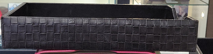 (Outlet) Bosca Letter Tray without Lid in Black Basket Weave - Pen Boutique Ltd