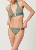 Palm and Gold Ring Halter Top