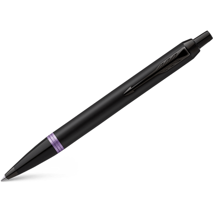 Parker IM Ballpoint Pen - Satin Black - Amethyst Purple Ring - Pen Boutique Ltd