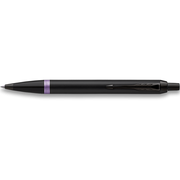 Parker IM Ballpoint Pen - Satin Black - Amethyst Purple Ring - Pen Boutique Ltd