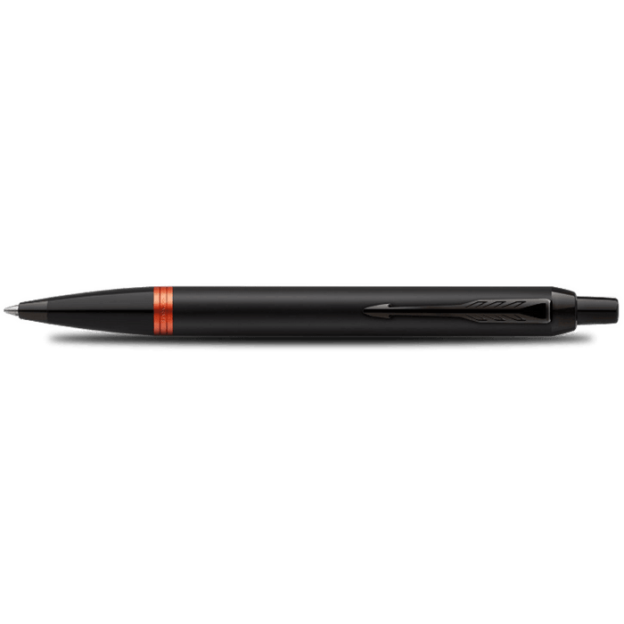 Parker IM Ballpoint Pen - Satin Black - Flame Orange Ring - Pen Boutique Ltd