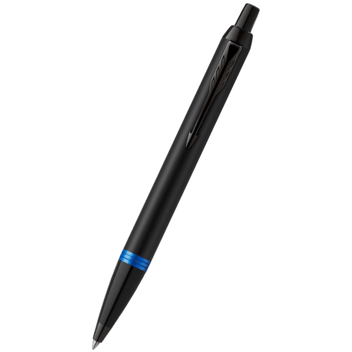 Parker IM Ballpoint Pen - Satin Black - Marine Blue Ring - Pen Boutique Ltd