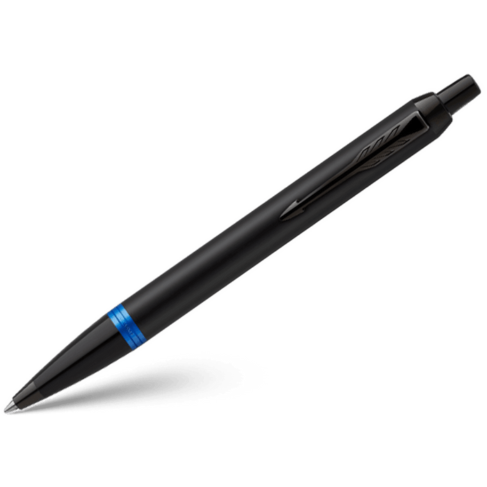 Parker IM Ballpoint Pen - Satin Black - Marine Blue Ring - Pen Boutique Ltd