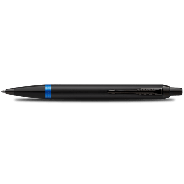 Parker IM Ballpoint Pen - Satin Black - Marine Blue Ring - Pen Boutique Ltd