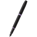 Parker IM Fountain Pen - Satin Black - Amethyst Purple Ring - Pen Boutique Ltd