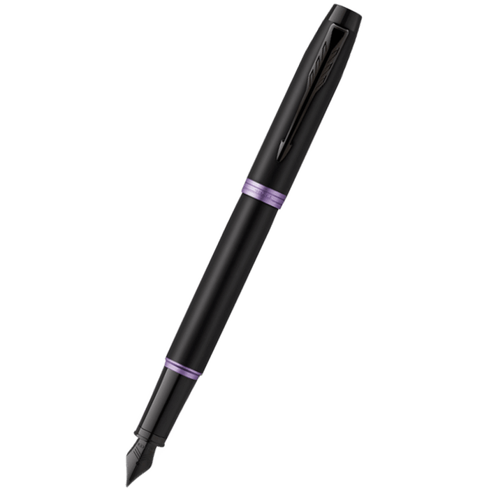 Parker IM Fountain Pen - Satin Black - Amethyst Purple Ring - Pen Boutique Ltd
