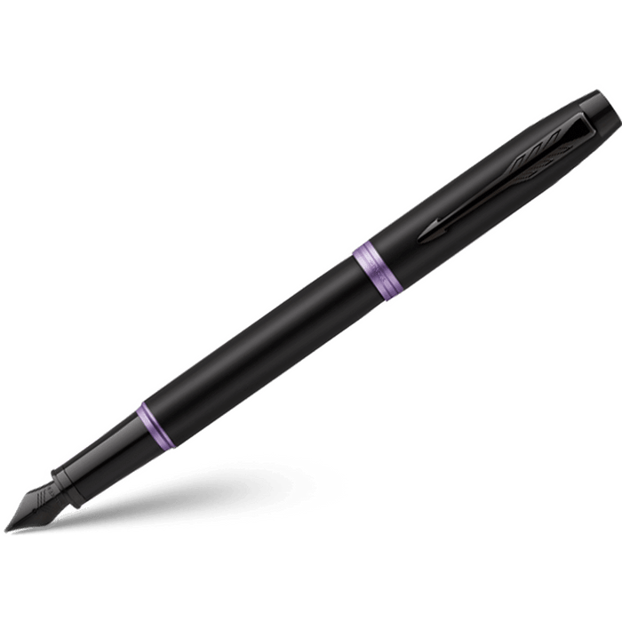 Parker IM Fountain Pen - Satin Black - Amethyst Purple Ring - Pen Boutique Ltd