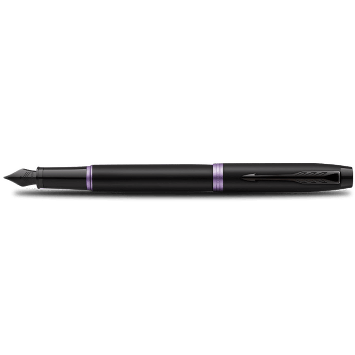 Parker IM Fountain Pen - Satin Black - Amethyst Purple Ring - Pen Boutique Ltd