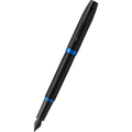 Parker IM Fountain Pen - Satin Black - Marine Blue Ring - Pen Boutique Ltd