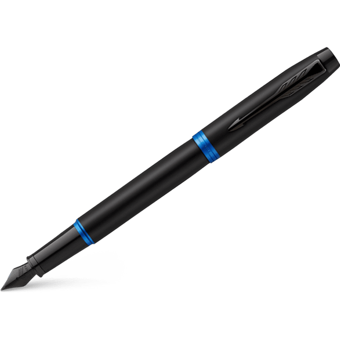 Parker IM Fountain Pen - Satin Black - Marine Blue Ring - Pen Boutique Ltd