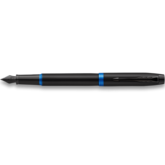 Parker IM Fountain Pen - Satin Black - Marine Blue Ring - Pen Boutique Ltd