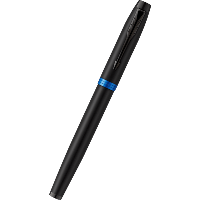 Parker IM Fountain Pen - Satin Black - Marine Blue Ring - Pen Boutique Ltd