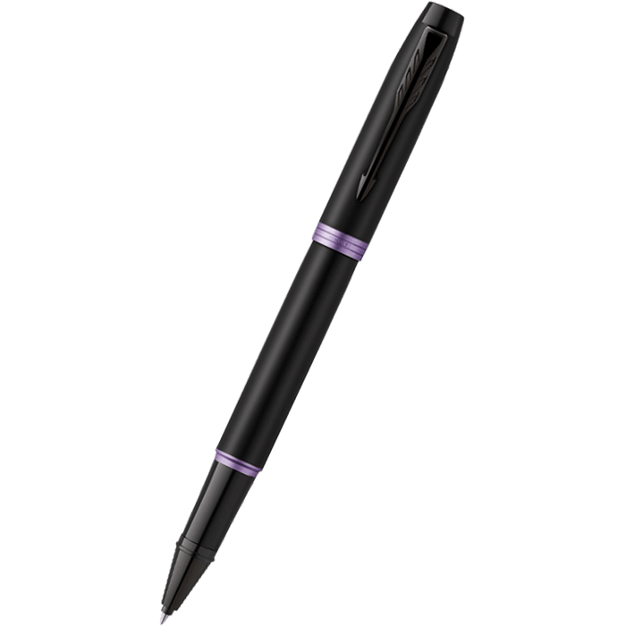 Parker IM Rollerball Pen - Satin Black - Amethyst Purple Ring - Pen Boutique Ltd