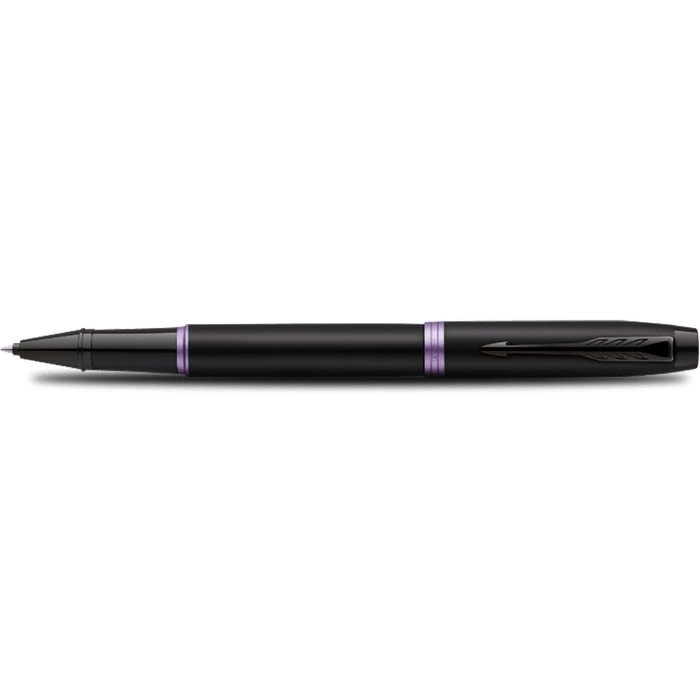 Parker IM Rollerball Pen - Satin Black - Amethyst Purple Ring - Pen Boutique Ltd