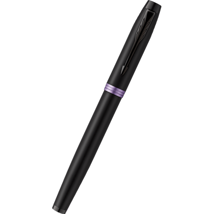 Parker IM Rollerball Pen - Satin Black - Amethyst Purple Ring - Pen Boutique Ltd