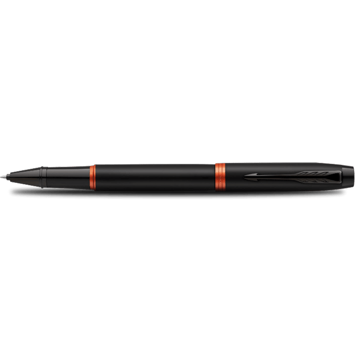 Parker IM Rollerball Pen - Satin Black - Flame Orange Ring - Pen Boutique Ltd